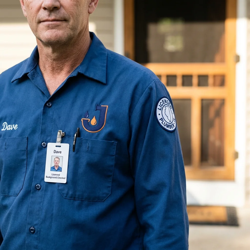Licensed plumber showing ID badge in Bellwood, IL