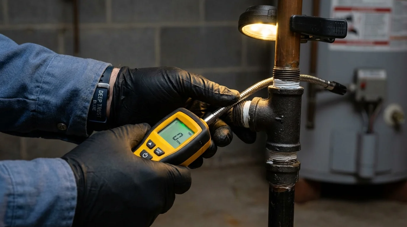 Gas leak detection with electronic sniffer by Johns Plumbing LLC in Bellwood
