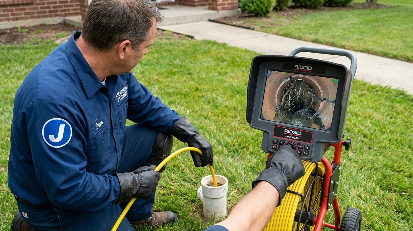 Sewer camera inspection being performed by Johns Plumbing LLC in Bellwood