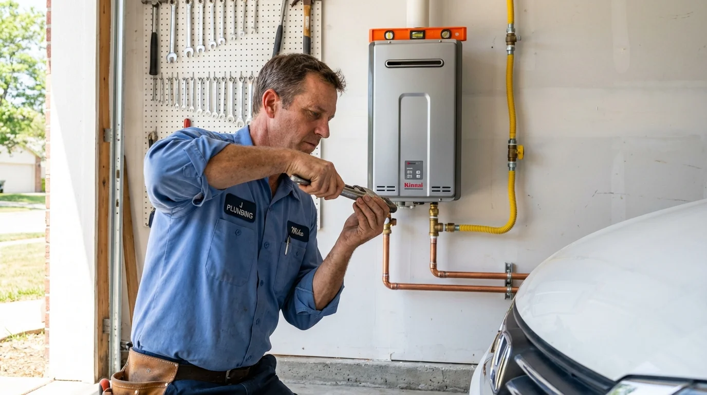 Tankless water heater installation by a Johns Plumbing LLC plumber in Bellwood